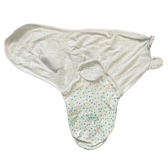 SUMMER Swaddle Me Set of 2 Green Monkeys Dots Small/Medium 0-3 Months Boy Girl - Picture 4 of 6